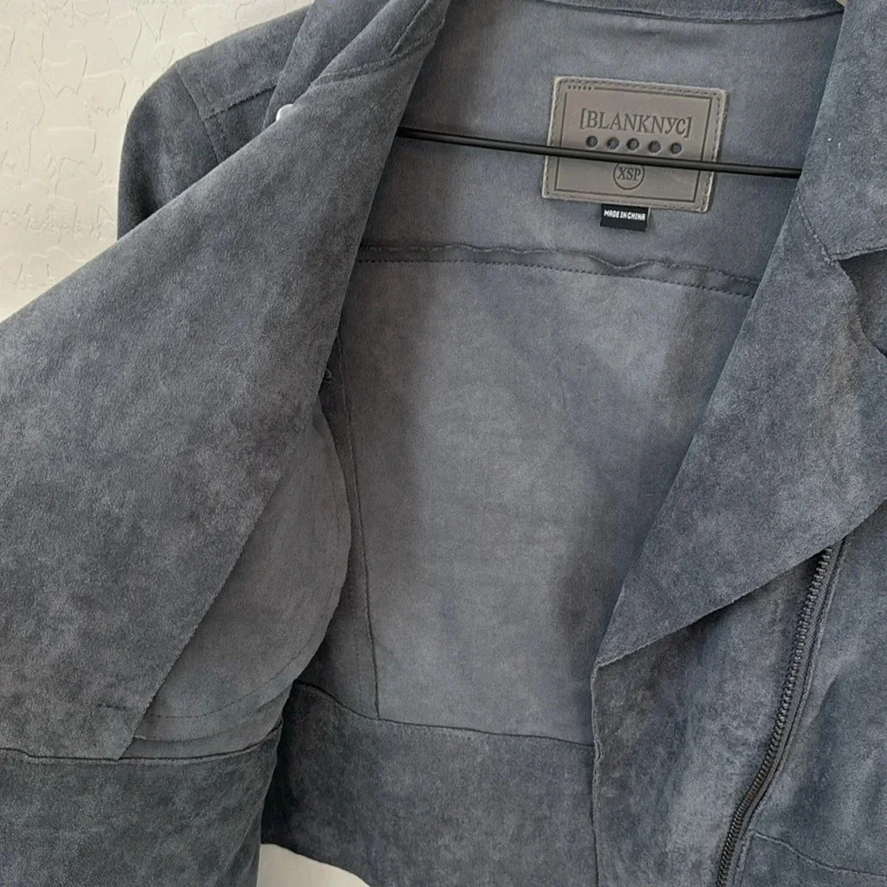 BLANK NYC Elliot Faux Suede Moto Jacket Size XS Petite - Picture 8 of 11
